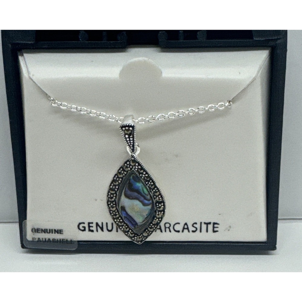 NEW MARCASITE GENUINE PAUASHELL NECKLACE  ETERNALLY RADIANT